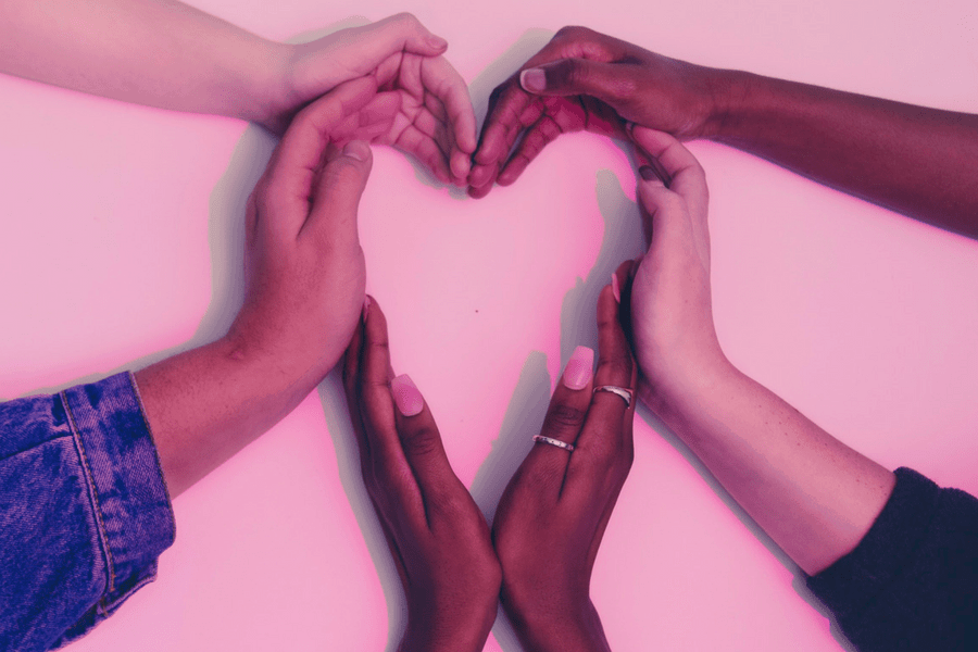 hands making a heart womens rights diversity