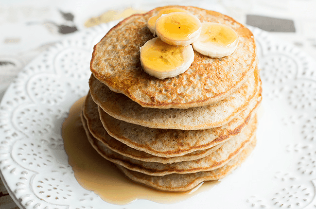 banana quinoa pancakes via womanista - 7 Healthy Treats for Satisfying Sugar Cravings + An Easy Homemade Popcorn Recipe