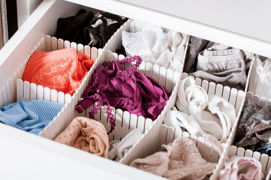 organize lingerie drawer